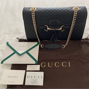 Gucci Black Quilted Bag with Gold Chain